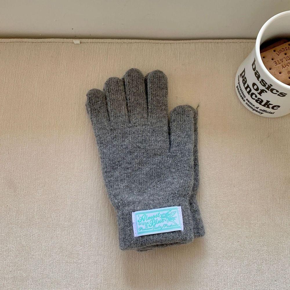 

Candy Color Knitted Gloves Letter Women Mittens Lovely Winter Velvet Gloves Male серый