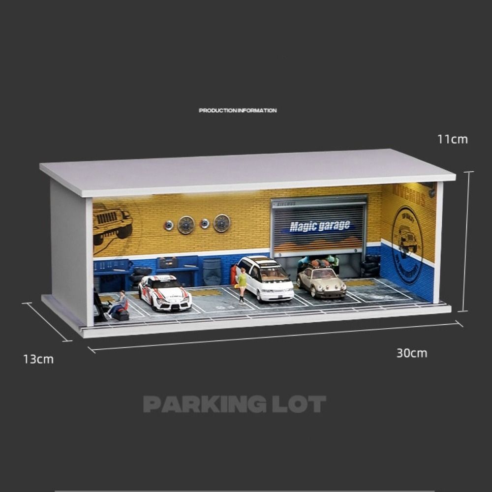 Simulation Garage Scene Model With Lights Car Model Display Box Parking Lot Model  Zinc Zinc Alloy Car