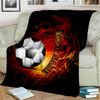 1PC Custom Name Soccer Ball Fire Flannel Blankets Patterns Throw Blanket All-Season Soft Gift for Couch, Bed, Camping Gifts