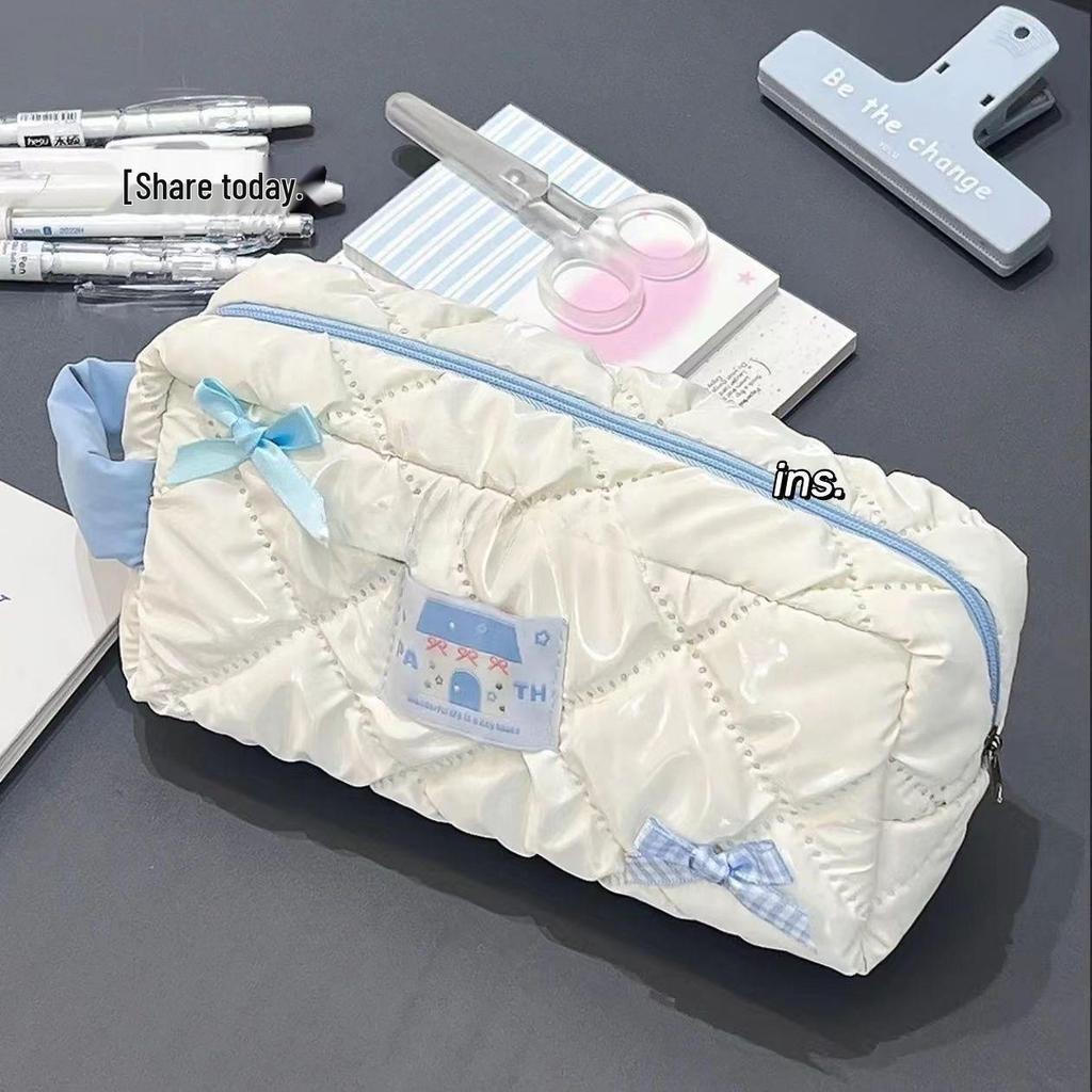 Stylish Korean Stationery Bag with Unique Baby Voice Design, Ideal for Middle School Students - Large Capacity