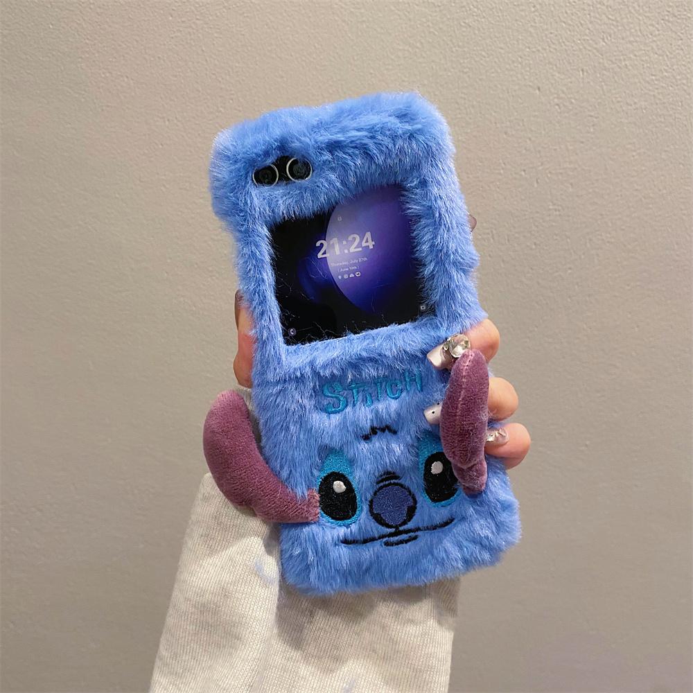 For Motorola Moto Razr 40 50 Ultro Razr Plus 2024 Plush Embroidered 3D Cartoon Stitch Phone Case Protection Cover
