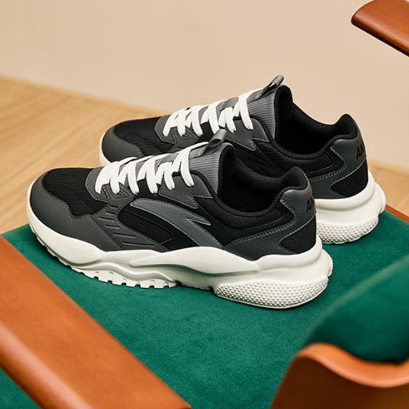 Anta Módní Všestranné Protiskluzové Odolné Nízké Casual Boty Pánské tenisky Černá Šedá 912418854-8