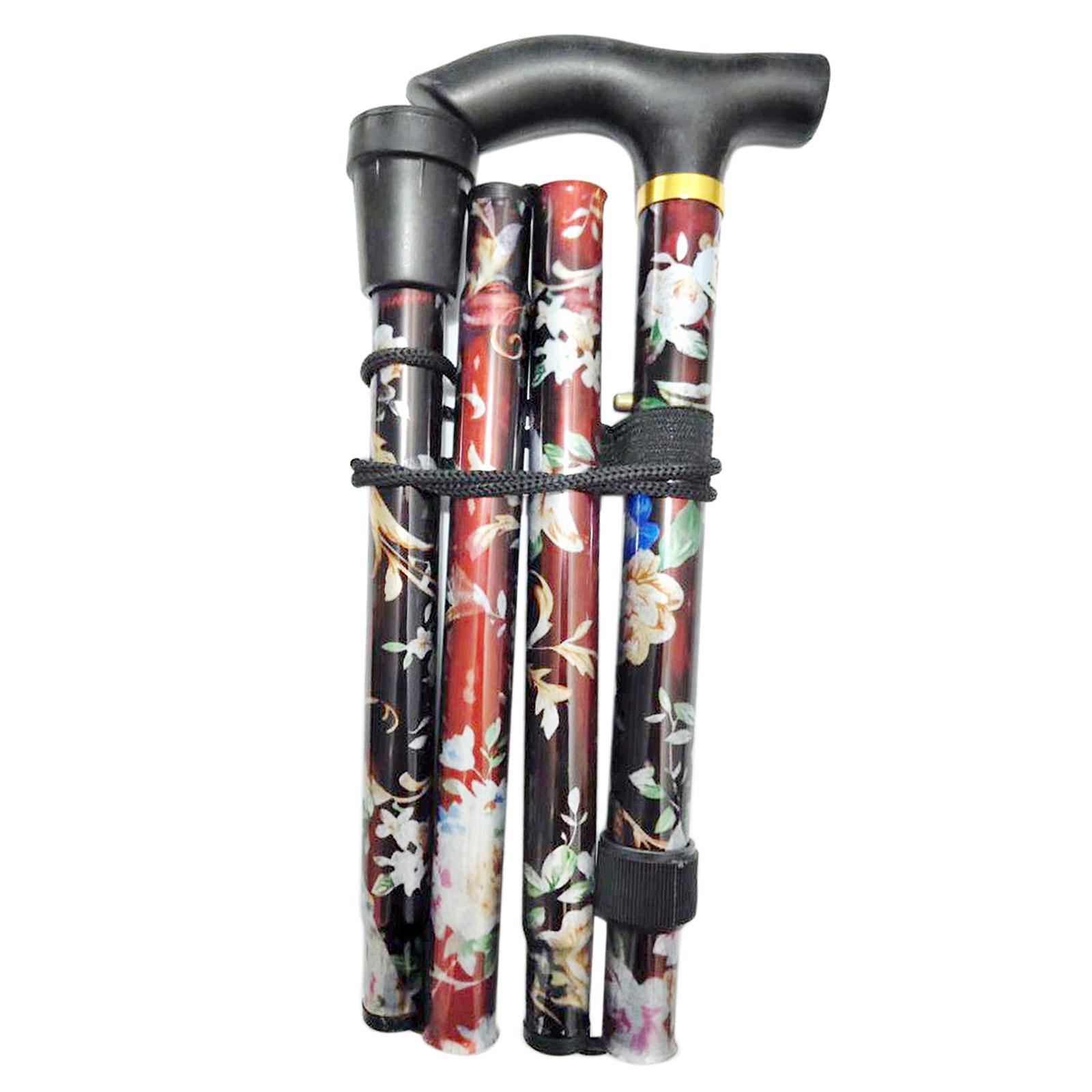 Portable Foldable Cane Lightweight Collapsible Hand Walking Stick Camping чёрный