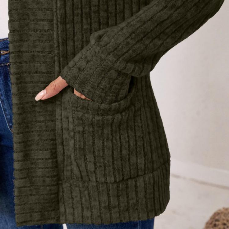 Suéter Cárdigan Abrigo de Manga Larga Color Sólido para Mujer Top Elegante para Damas