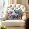 Watercolor Horse Floral Cushion Cover Natural Linen Organic Fabric DoubleSided Printing Couch Pillow Covers Home Decor