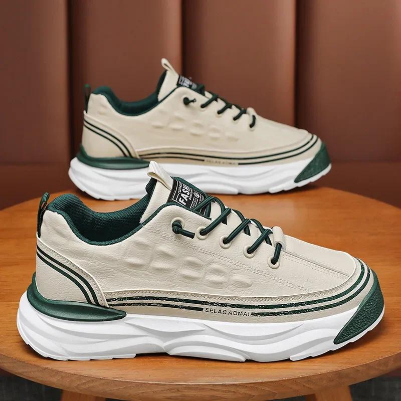 

Мужские кроссовки Обувь для скейтборда Осень Зима Новый студент Спорт Толстая подошва Эластичная резинка Противоскользящие Удобные Рабочие туфли 44 зелёный