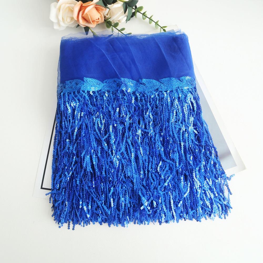 10 Yards DIY Accessories Lace Ribbon 20cm Width Glitter Tassels Decorative Trimmings Dance Costume