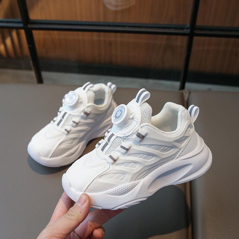 Kids Breathable Mesh Rotating Buckle Casual Sneakers 26 белый