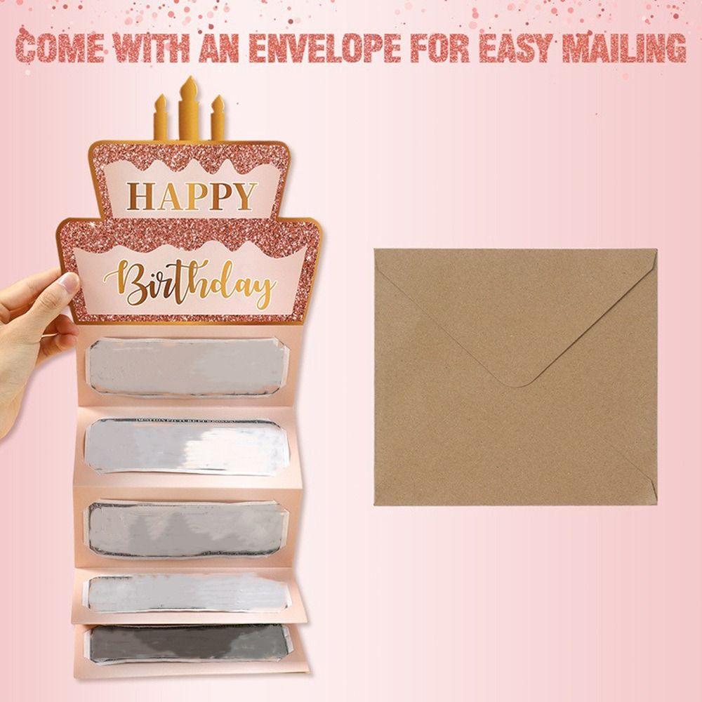 6/7 Fessure Torta di Compleanno Biglietto Soldi Auguri Buste Carta Contanti Porta Contanti Pieghevole Vuoto Festa Adulti