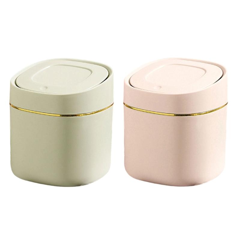 Durable Plastic Mini Waste Bin With Press Lid Design For Odor Prevention And Space Saving for Home Office Setting