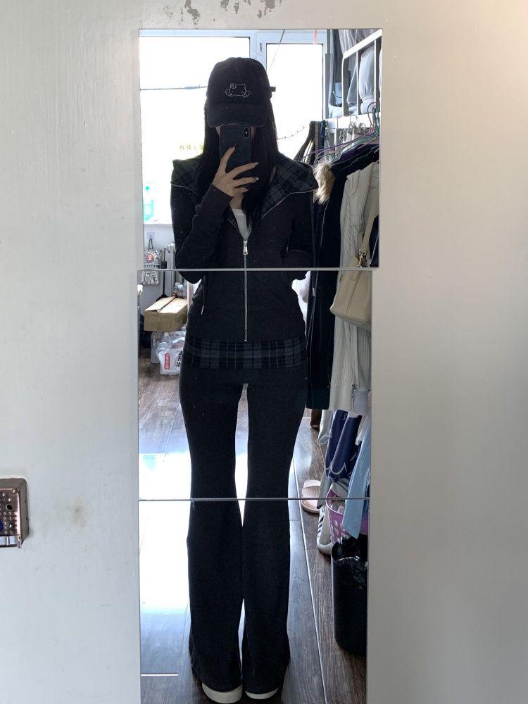 Korean Style Hooded Cardigan & High-Waisted Long Pants Set for Women - Autumn/Winter Fashion