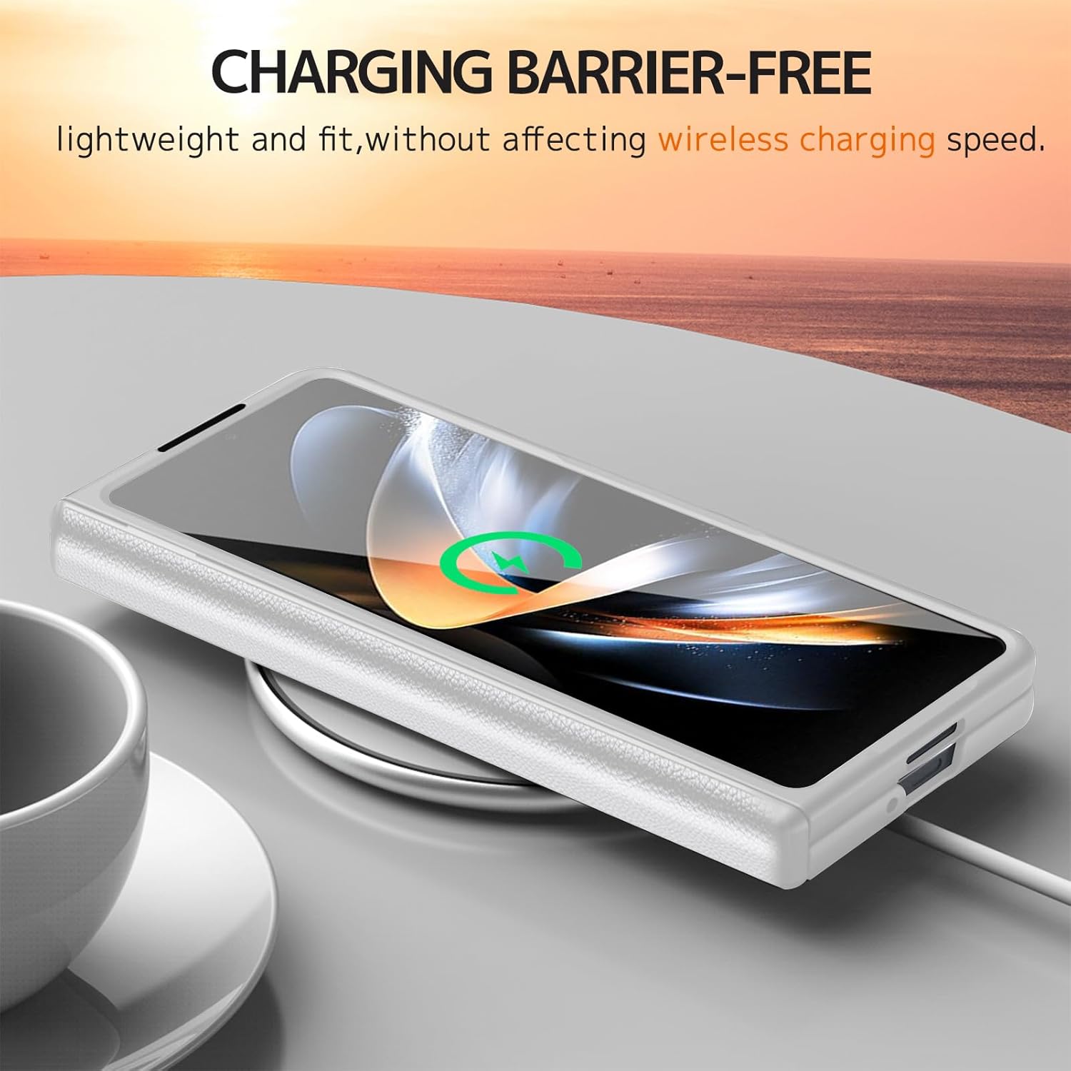 

Ninki Compatible Leather Samsung Galaxy Z Fold 3 Case with Wristband & Hinge Protector, White Heavy Duty Protective Screen Protector Case for Samsung