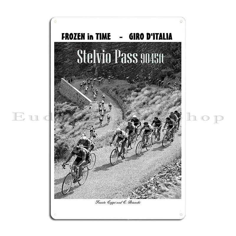 Giro D Italia Vintage Stelvio Pass Radsport Werbung Druck Metallschild Klassisches Retro Charakter Design Blechschild Poster 20x30cm gray
