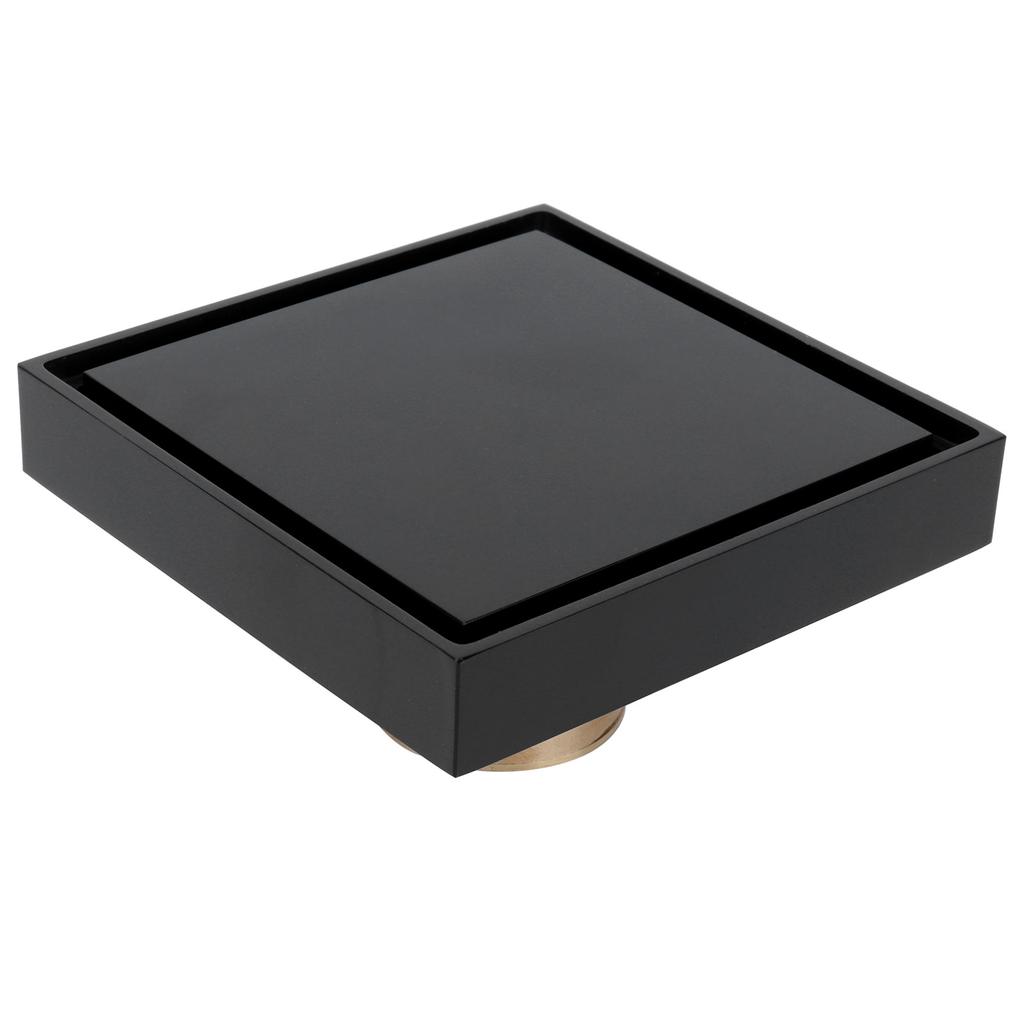 Black Shower Floor Drain Copper Floor Drain Strainer for Kitchen Bathroom Balcony 10x10cm
