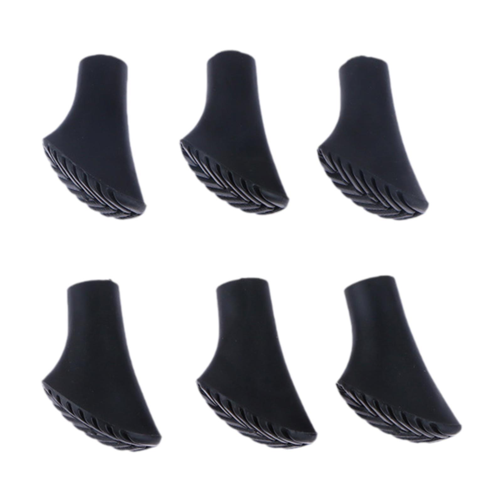Trekking Pole Rubber Tips Lightweight Anti Slip Cane Caps Protection Pads for Hiking Safety Pole чёрный