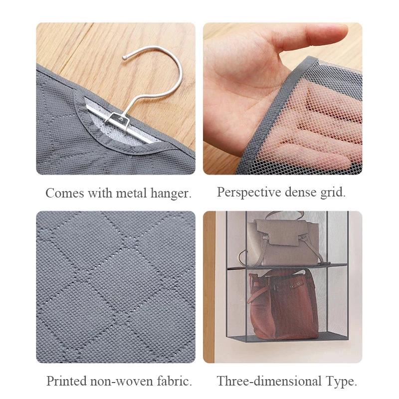 Closet Handbag Hanging Organizer For Wardrobe Storage Bag Door Wall Clear Sundry Shoe Bag with Hanger Pouch Handbag Organizer