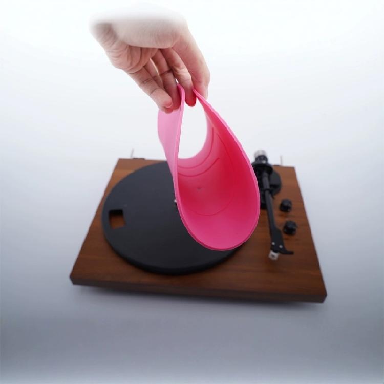 Silicone Slipmat Pad 12 In for Record Player Use with Center Hole Round Profile and Home Record Care Support Daily