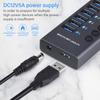 985A 10 Port USB 3.0 Hub USB Splitter Hub USB Docking Station 300MB S High Speed Transmit with Individual Switches 12V