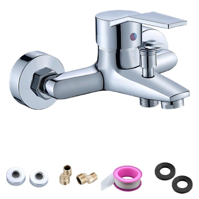 

Zinc Alloys Basins Faucet Wall Mounted Hot Cold Water Mixer Tap Double Spout Faucet Bathroom Shower Faucet Easy to Install