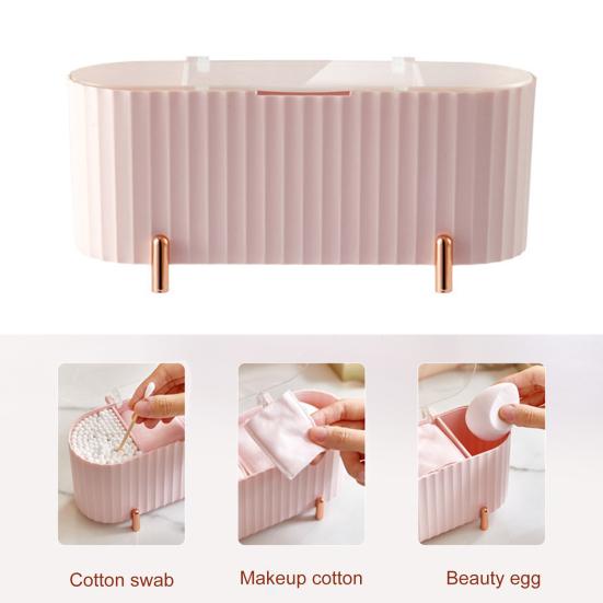 Organizér na make-up se 3 mřížkami Multifunkční PP úložný box na vatové tampóny pro stolní počítače