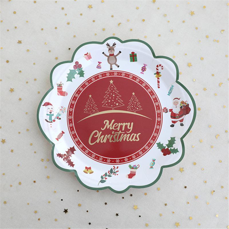 Christmas party party disposable plates, cupcakes, paper plates, dessert tables, decorative plates, tablecloths, tableware