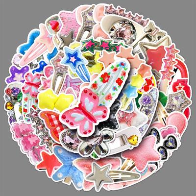 50 Hairpin Doodle Small Fresh and Cute Y2K Dopamine Stickers Decorative Mobile Phone Case Suitcase Stickers Waterproof