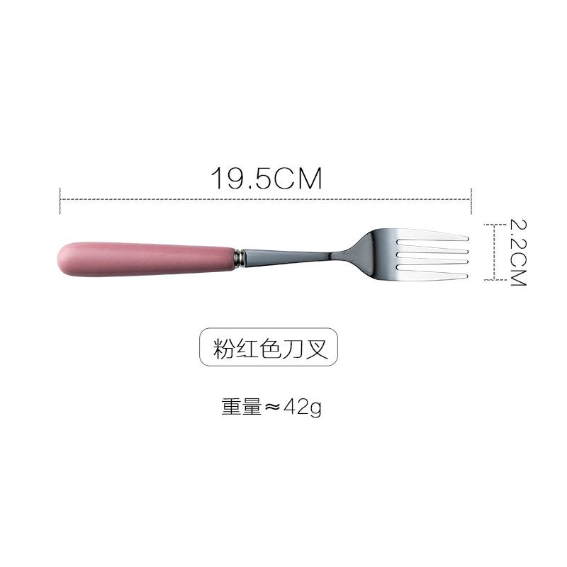 Clearance, Ceramic Handle Stainless Steel Rice Spoon, Ice Cream Spoon, Food Spoon, Small Household Spoon, Western Spoon, Steak Fork