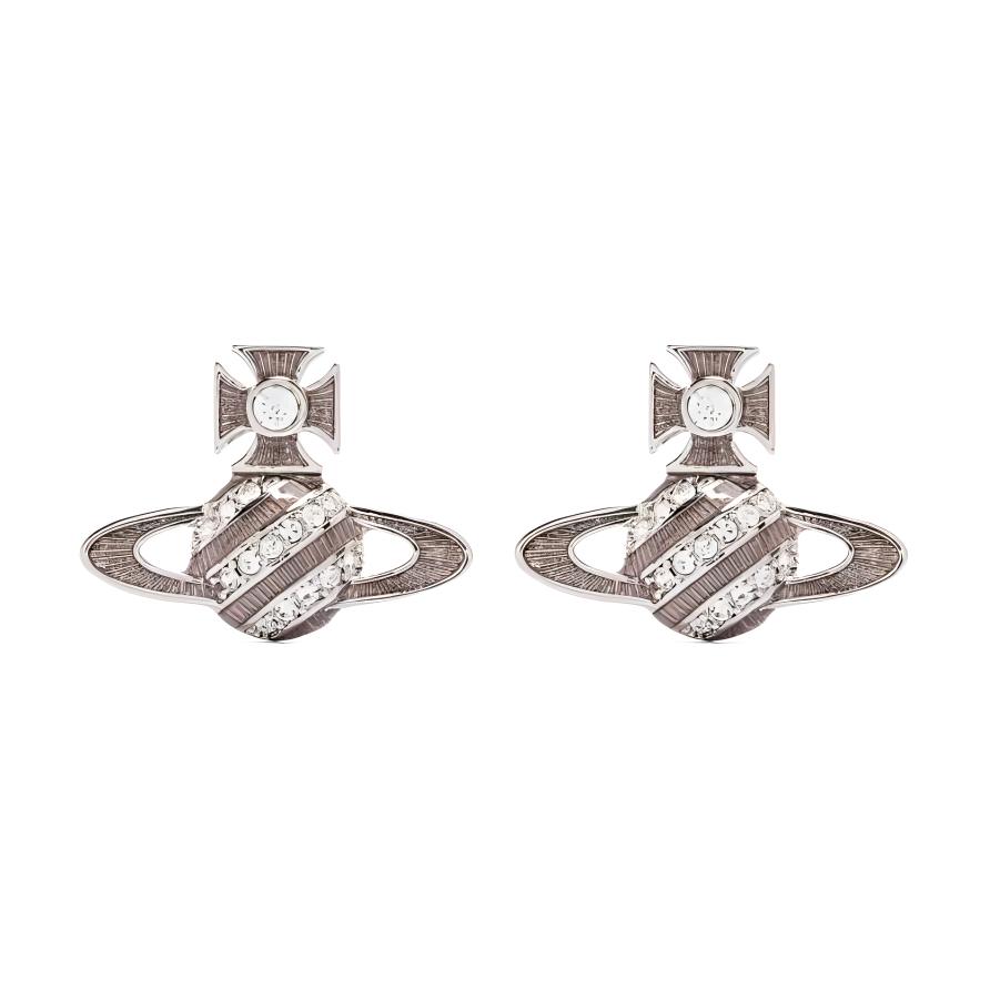 Vivienne Westwood Personality Design Glass Brass Earrings Women earrings Silver 62010365-02P608 Basic Packaging-Dust Bag+Box