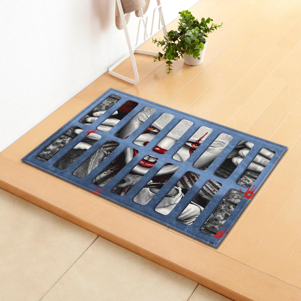 Hot Sale Halloween Series Manhole Clown 3D Thriller Grimace Non-Slip Floor Mat Bathroom Door Mat Factory