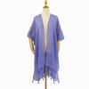 Women Shawl Soft Breathable Solid Color Shawl with Tassel Hem Sun Protection Cardigan Beach Versatile All-Season Wear