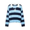 Spring 2026 Women's European & American Striped Lapel Knit Pullover Sweater