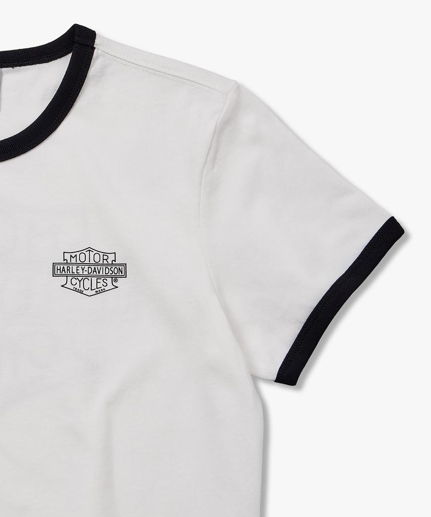 HARLEY-DAVIDSON COLLECTIONS® [Women'S] Harley Bar & Shield Crop Ringer Tee White_Hh26111057