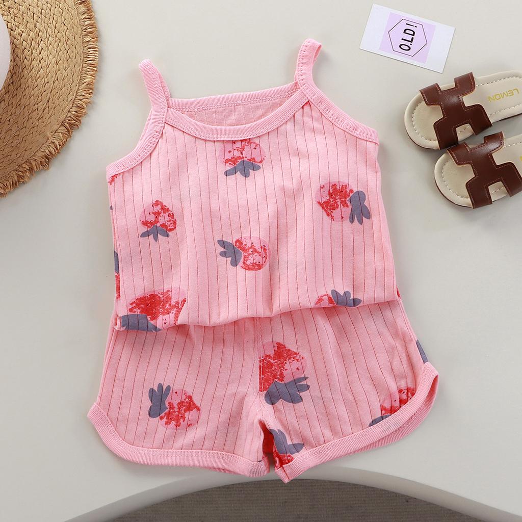Kinderweste Klasse A Baumwolle Mädchen Träger Baby Sommerkleidung Weste Shorts Mädchen Zuhause Zweiteiler