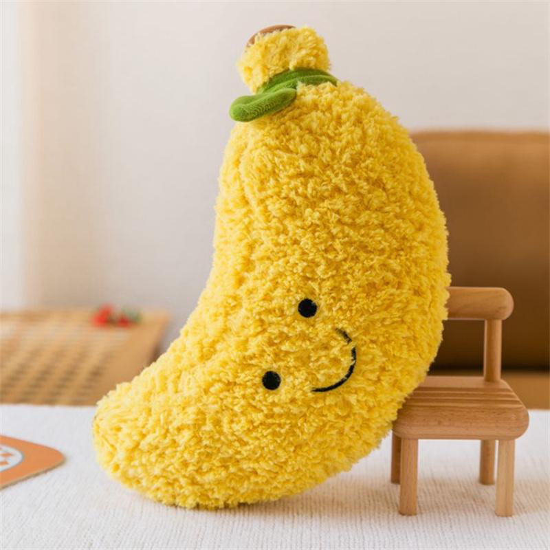 Cartoon Soft Cute Pear Peach Banana Strawberry Plush Toys Cute Food Stuffed Pillow Doll for Girls Kids Birthday Gifts Home Decor