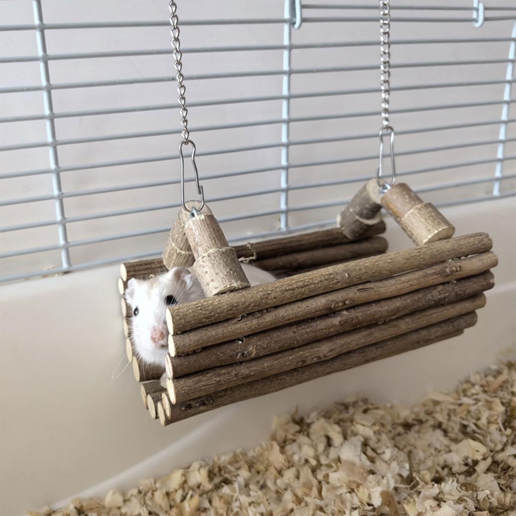 Balanço de Hamster de Madeira Natural Local de Exercício e Descanso Perfeito para Hamsters, Camundongos e Gerbils Confortável para Pequenos Roedores