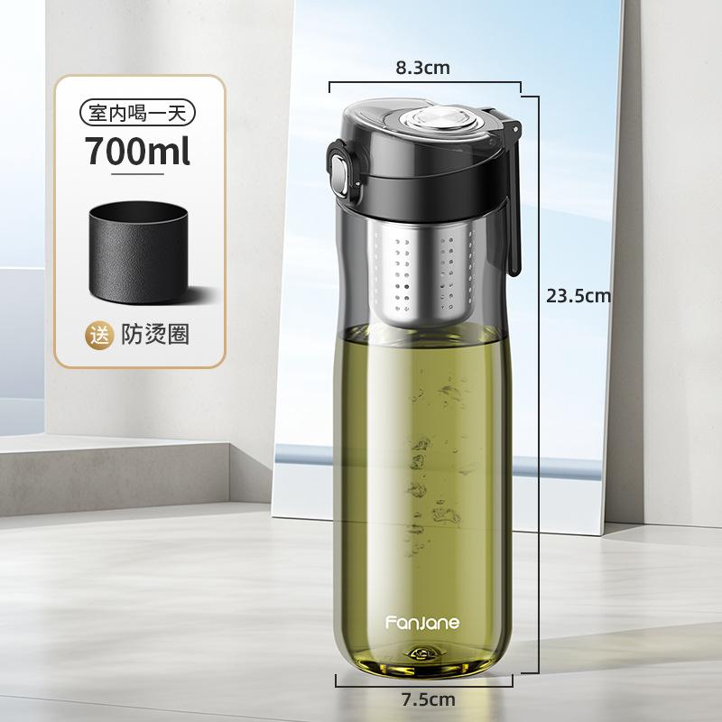Verbeterde Draagbare TRITAN Plastic Waterfles Beker met Magnetische Thee-infuser -20 Tot 100℃ BPA VRIJ 1000ml Sport Reis Thee Beker