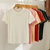 Fashion Short Sleeve Loose Knitted T Shirt Women Summer New Beading Round Neck Casual Women's T-shirt Tops Elegant Slim Fit Simple Woman Tee 26235