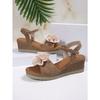 New Summer Outdoor Floral Sandals, Suede One-Strap Wedge Minimalist High Heel Sandals for Women