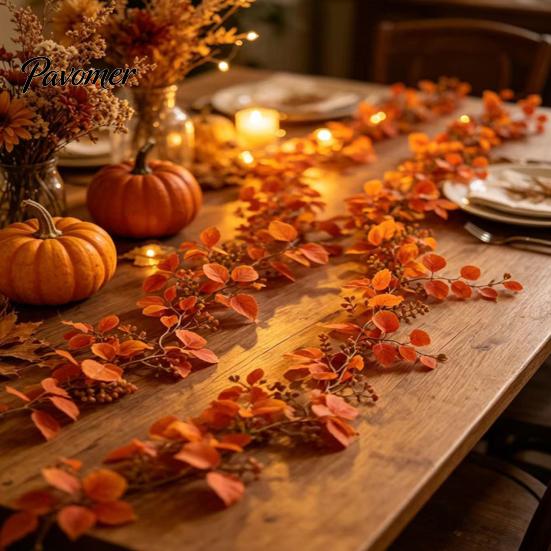 Artificial Plants for Wedding Party Fall Eucalyptus Garland, Autumn Money Leaf Vine, Faux Greenery Fake Flowers Home Decoration Thanksgiving Harvest,