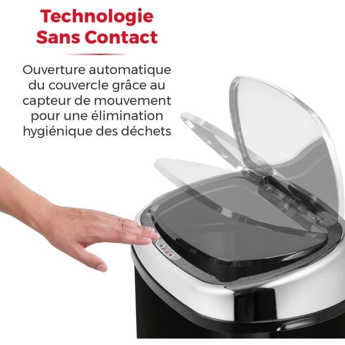 Poubelle Automatique en Acier Inoxydable avec Fermeture Automatique en Douceur - Tower T80900 - 58 L - Noir