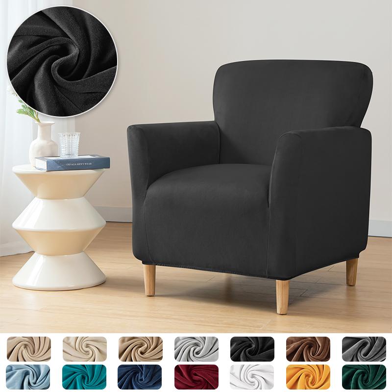 Velvet Stretch Tub Chair Cover Living Room Elastic Club Armchair Slipcovers Single Sofa Covers Washable Home Bar Counter Hotel