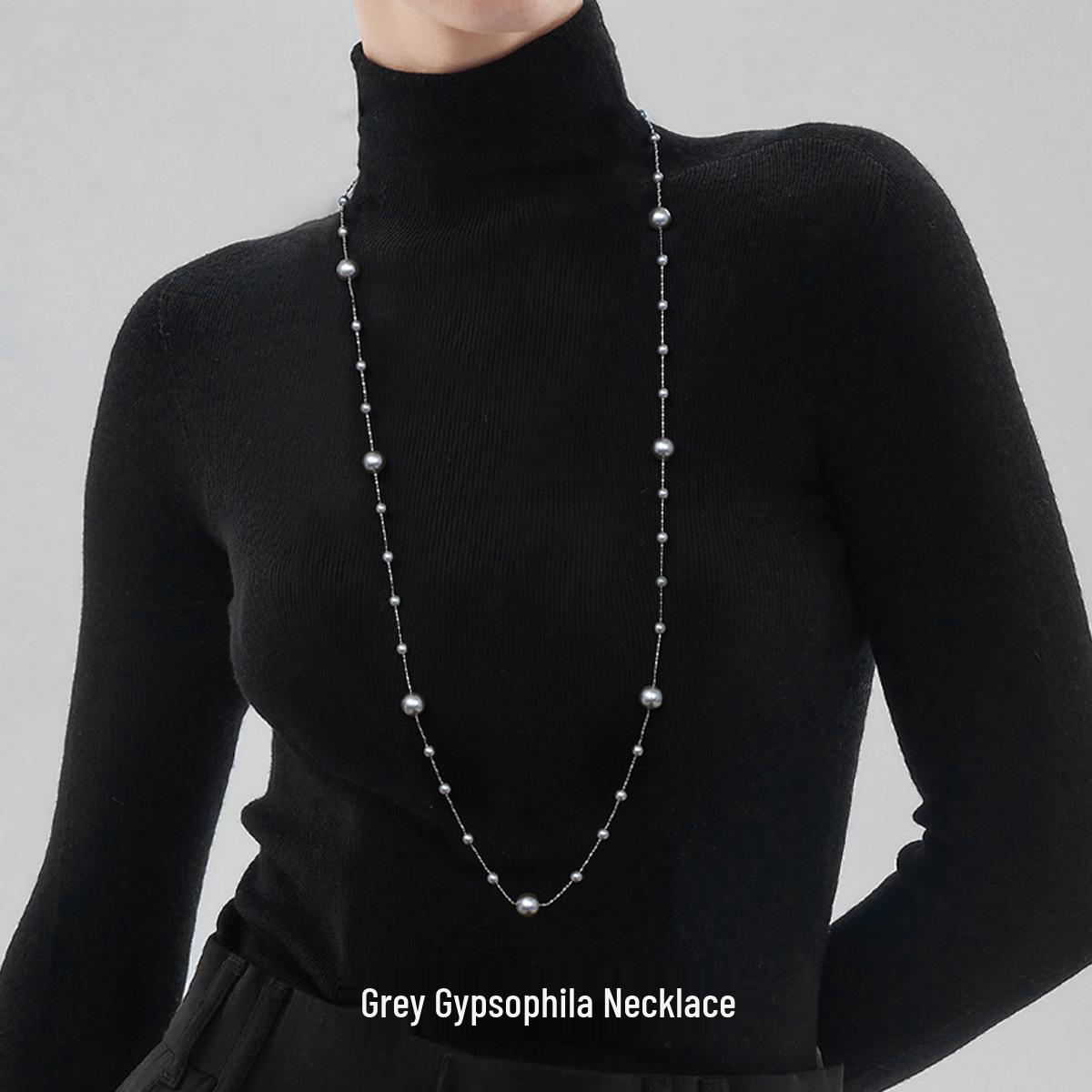 

Gray Pearl Long Necklace: Elegant, Versatile, and Luxurious for Women s Autumn/Winter Sweater Styling