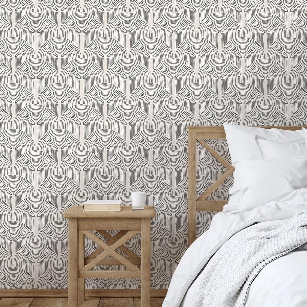 Black Grey Peel and Stick Wallpaper Geometric Arch Self Adhesive Wallpaper Removable Contact Paper for Bedroom Living Room