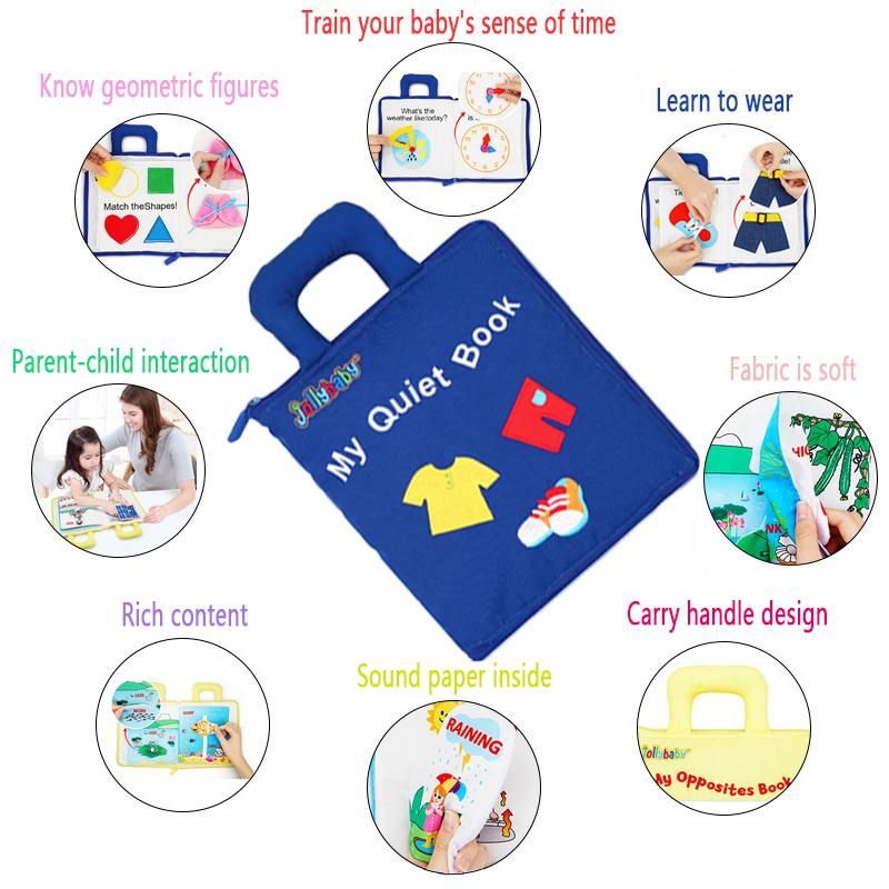 Montessori Toys for Kids Baby Cloth books Learning Education 3D Quiet Fabric Activity Story Book For Toddlers Enlightenment Gift
