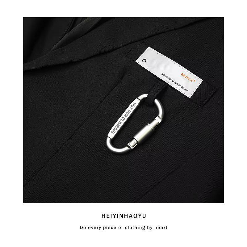 Men's Trendy Retro Loose Black Suit Jacket - High-End Street Style