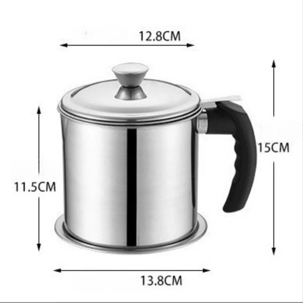 Stainless Steel Oil Strainer Pot Container with Fine Mesh Jug Storage Can with Filter with Base Cooking Oil Pot Kitchen Tools