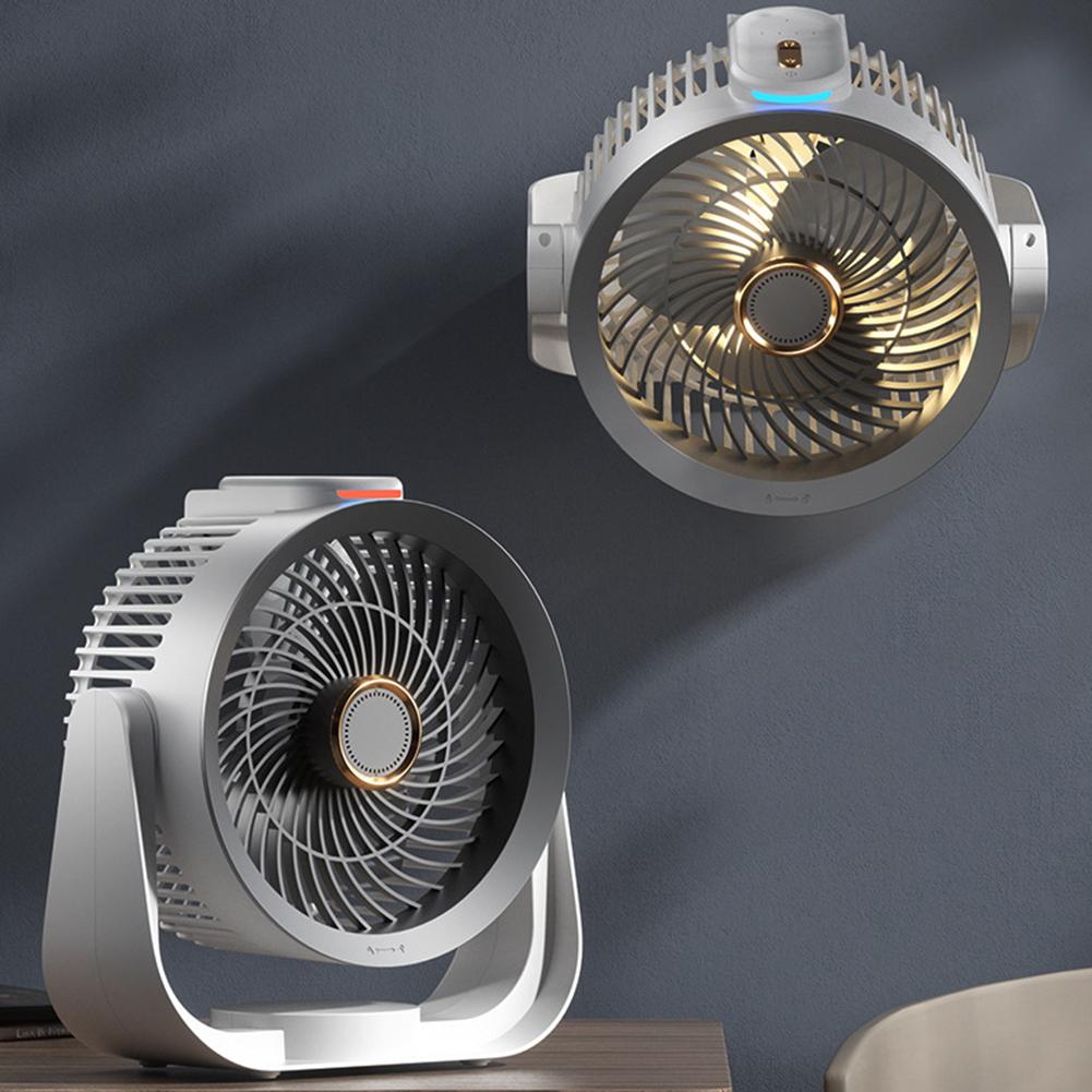 USB Charging Foldable Table Fan Low Noise with LED Light Electric Fan Circulator Air Circulator Fan for Camping Home Room Office