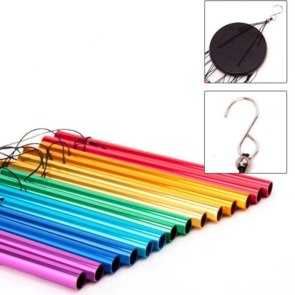 With Hook Colorful Tubes Garden Ornaments Aluminum Zinc Zinc Alloy Hanging Wind Chimes  Festival Gift