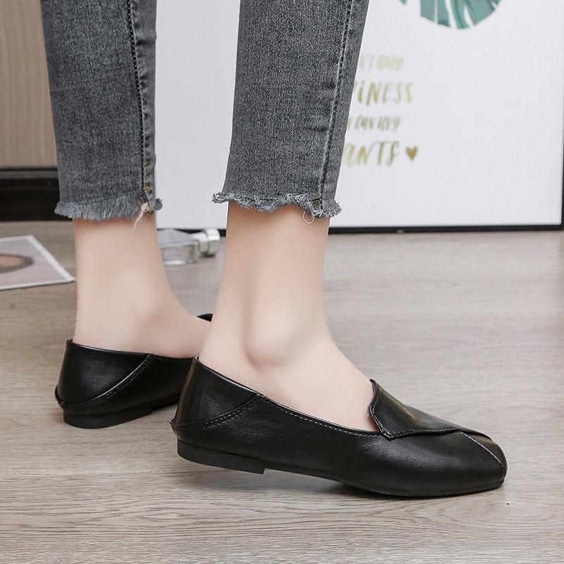 Ladies Summer Footwear Flat Moccasins Shoes for Women 2024 Loafers Square Toe White Flats Lastest Shoe Casual Korean Style Trend