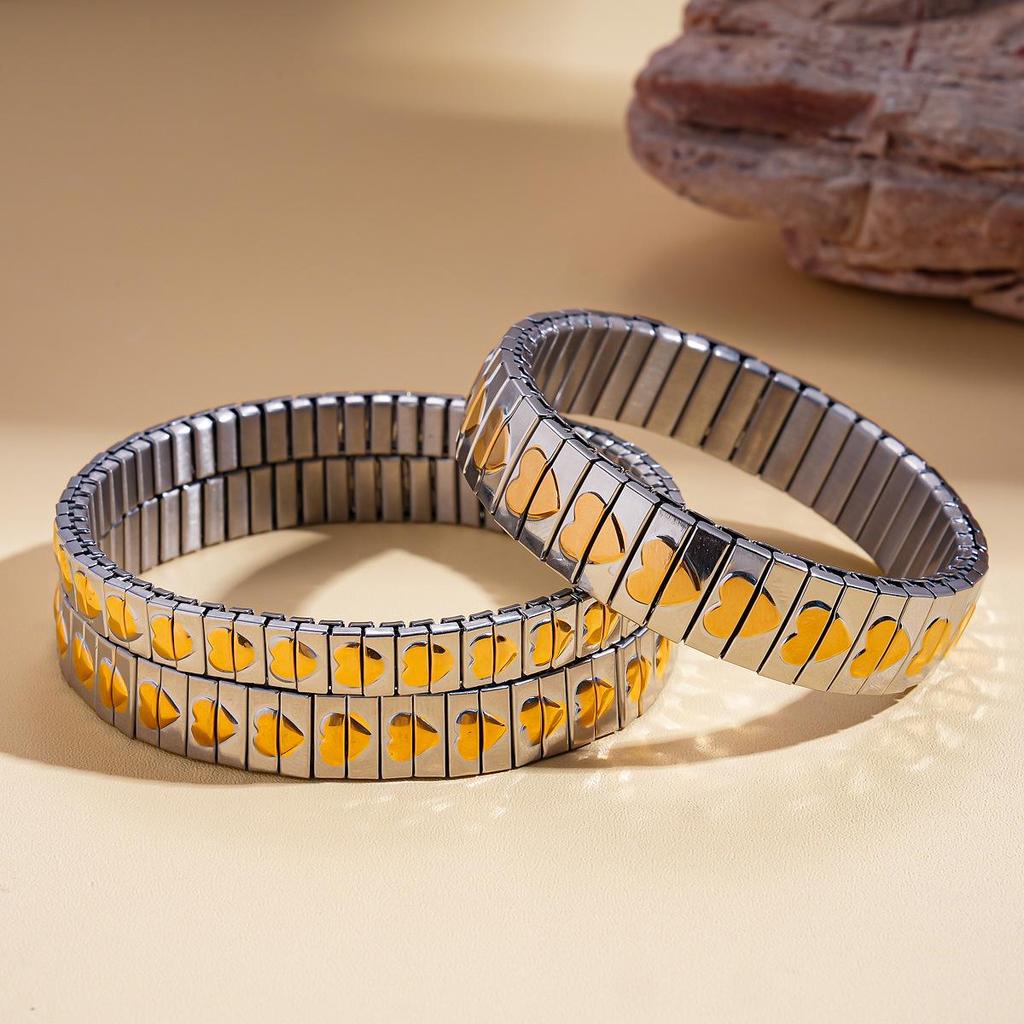 Edelstahl Herz Patchwork Armband - Schlichtes, Vielseitiges, Modisches Design